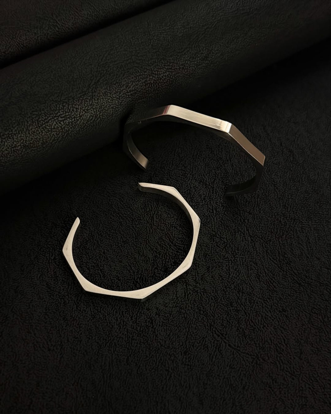 Hex Edge Open Cuff Bracelet