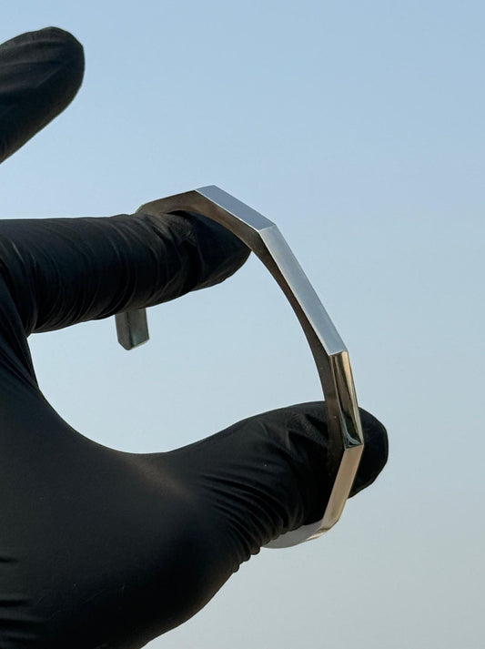 Hex Edge Open Cuff Bracelet