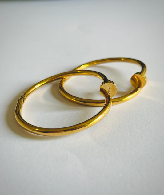 Gold-Tone Cartier-Style Screw Motif Bangle