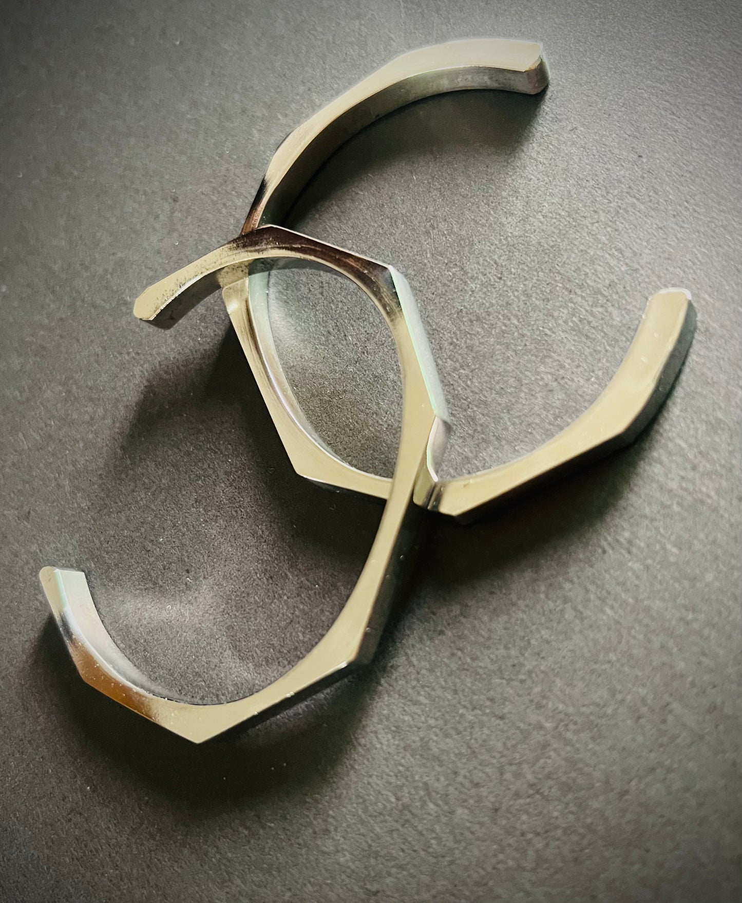 Hex Edge Open Cuff Bracelet
