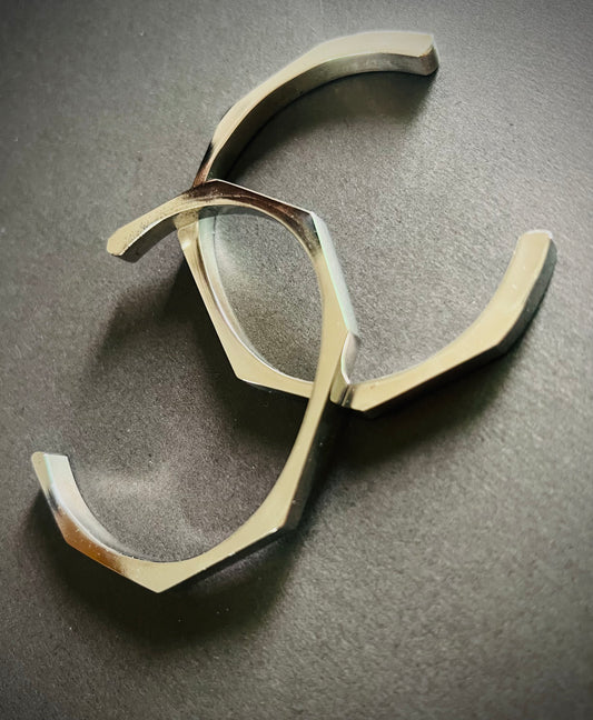 Hex Edge Open Cuff Bracelet